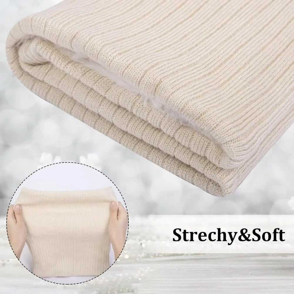 Women's (grey+ Beige) Scarf Winter Double-Layer Neck Warmer Knit Fleece 2Pack